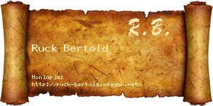 Ruck Bertold névjegykártya